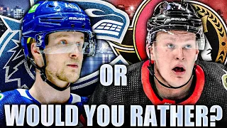 NHL WOULD YOU RATHER: BRADY TKACHUK OVER ELIAS PETTERSSON? Vancouver Canucks, Ottawa Senators News