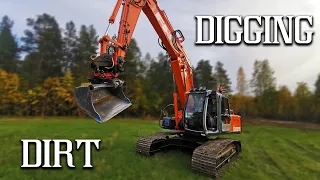 Hitachi EX215 [NEW OPERATOR & ROTOTILT & TRIPLEBOM] Sorting Stones & Stumps & Dirt