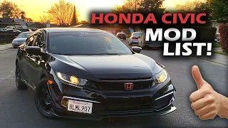 MY 2019 HONDA CIVIC LX MOD LIST! (10th GEN CIVIC MODS)