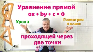 Как составить уравнение прямой, проходящей через две точки. Урок 3. Геометрия 8 класс.