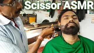 Relaxing beard trimming with scissor ASMR by indianbarber .
