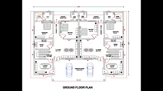 Twin House Plans, House Drawings, Architecture Plan.