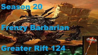 Diablo 3 Season 20 | Frenzy Barbarian GR124 Solo + BUILD | Gameplay Patch 2.6.8