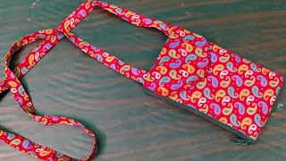 मोबाइल पाउच-How To Make Mobile Pouch At Home l 2 In 1 Sling Bag l Diy Bag/Purse Making At Home l