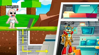 BEBE NOOB ENCONTRO LA BASE SECRETA DE FREDDY SECURITY BREACH 😱 BASE SECRETA FNAF MINECRAFT TROLL