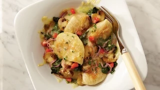 Cheddar-crusted perogies and veggies | All You Need Is Cheese