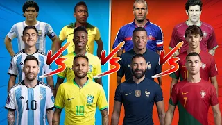 Argentina 🆚 Brazil 🆚 France 🆚 Portugal 🔥 Trio Vs Comparison 💪