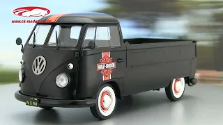 ck-modelcars-video: Volkswagen VW T1 Pick Up Harley Davidson 1950 schwarz Solido