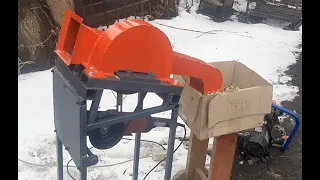 The branch chopper is made from an old planer and grinder