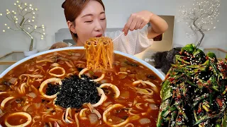 ASMR 구~수한 장칼국수 고추김치 리얼먹방 :) Kalguksu, 🌶 Red pepper kimchi MUKBANG