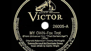 1938 HITS ARCHIVE: My Own - Tommy Dorsey Clambake Seven (Edythe Wright, vocal)