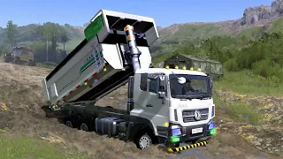 Spintires Mudrunner - Dongfeng Tianlong KC 6x6 Dump Truck Driving Mountain Offroad