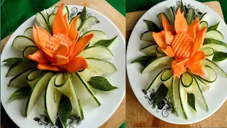 how to make a basic garnish on cucumber and carrot