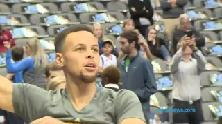 Watch Stephen Curry's pregame routine before Mavs/Golden State game