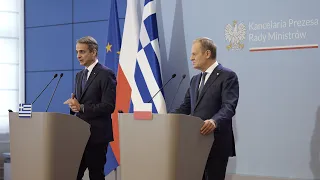 Δηλώσεις του Πρωθυπουργού Κυριάκου Μητσοτάκη με τον Πρωθυπουργό της Πολωνίας Donald Tusk