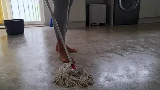 ASMR Household Cleaning - Kitchen Floor, Mopping, brushing, wiping, satisfying cleaning