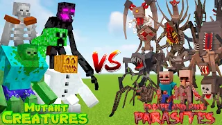 MUTANT CREATURES vs PARASITES MOBS ! ALL MUTANT MOBS vs ALL PARASITES - Mob Battle 1.19.2