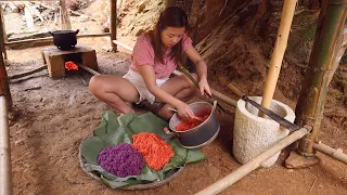 615 Days Build New Farm In The Valley. How to Boil Purple Red Rice With Natural Forest Leaves. Ep 46