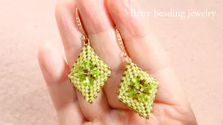 Doubel layer  beaded Earring with bicon beads and seedbeads .how to make jewelry at home