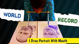 I Draw Portrait With Mouth | 2 Sketch Ek Sath By Noorjehan Artist. #noorjahanartist #multipledrawing