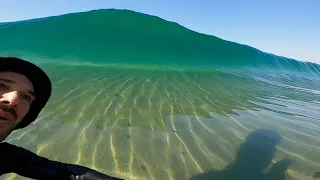 Pulling into glassy JELLO slabs (POV) and chasing WEIRD WAVES !