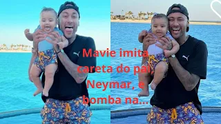 Mavie imita careta do pai, Neymar, e bomba na...