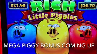 Rich Little Piggies -- Popping A 35 Spin Mega Piggy Bonus!  How Big Will I Win?