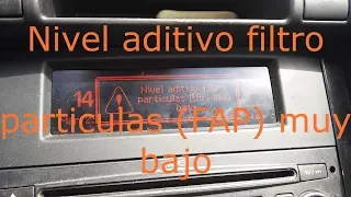 Fallo P1446 reset nivel minimo de aditivo peugeot 3008 Fap Eolys