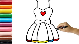 How to Draw Rainbow Dress | Drawing and Coloring for kids and toddlers | coloring pages