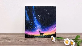 Galaxy Night Sky | Acrylic painting for beginners step by step | Paint9 Art