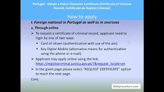 Portugal - Online PCC (Certificate Of Criminal Record, Certificado Do Registo Criminal)