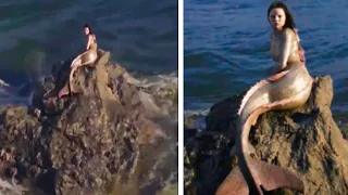 A câmera do drone do homem capturou algo aterrorizante na praia