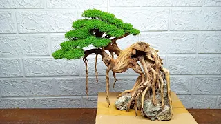 Making Bonsai Tree for Aquarium With Artificial Leaf | Fish Tank Decoration Ideas ! #bonsaiaquascape