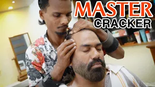 Master Cracker Head massage, Eyes massage with signature Neck crack | ASMR | IndianBarber