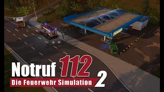 Notruf 112   die Feuerwehr Simulation 2  ein PKW ist verunfallt in der Tankstelle Betriebsstoffe sin