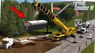 Farming Simulator 17 - KANAL wird mit XXL KRAN in Boden gesetzt! - Bauhof Weber
