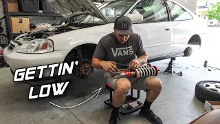 Coilover INSTALL on my $900 Honda Civic! | Low and Slow