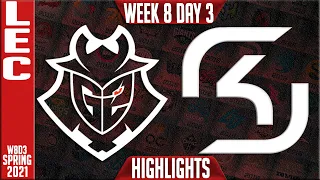 G2 vs SK Highlights | LEC Spring 2021 W8D3 | G2 Esports vs SK Gaming