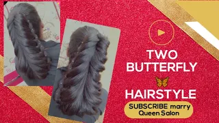 August 24, 2023 Two Butterfly Hair style / Unique Hair style / Merry Queen salon