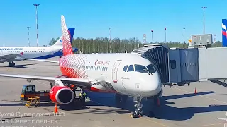 The Superjet is 100 times more comfortable than the Red Arrow. Flight from St. Petersburg to Moscow.