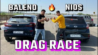 Baleno 2023 VS i10 NIOS DRAG RACE! Japanese VS Korean🚀 #hyundai #marutisuzuki #baleno2023 #i10nios