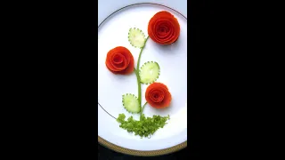 Tomato Rose Carving | Fruit Carving | Food Art | Garnishing Techniques | Art on Plate  #shorts