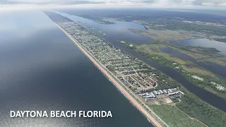 Flying south over Daytona Beach Shores to Ponce Inlet, Florida