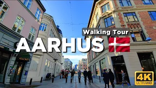 [4K] AARHUS CITY DENMARK WALKING TOUR - STREET FOOD, DOKK1, STRØGET, SALLING ROOFTOP