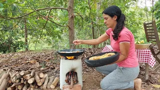 Peixe para nosso almoço estilo acampamento