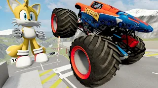 Insane Monster Truck Crashes Into GIANT Tails From SONIC | BeamNG Drive - Griff's Garage