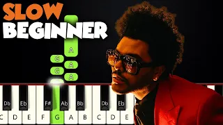 Blinding Lights - The Weeknd | SLOW BEGINNER PIANO TUTORIAL + SHEET MUSIC by Betacustic