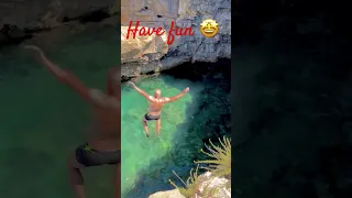 Cliff Jumping at Istrien beach #shorts #cliffjumping #crazy #funny #havefun #istrien #beach