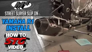 M4 Street Slayer Carbon Slip On Exhaust Install on a 15-17 Yamaha YZF-R1 from Sportbiketrackgear.com