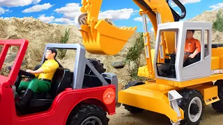 Swimming Pool Project with Fire Truck and Excavator | Toy Car Story